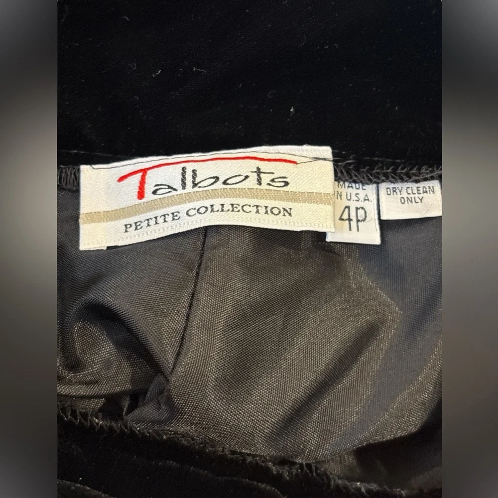 90 TALBOTS VELVET BLACK HIGH WAIST STRAIGHT LEG PANTS ELEGANT EVENING WEAR SZ 4P - Picture 7 of 7